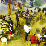 A view of large numbers of families celebrating the 3rd day of Eid-ul-fitr at a local restaurant on Jamshoro Road
