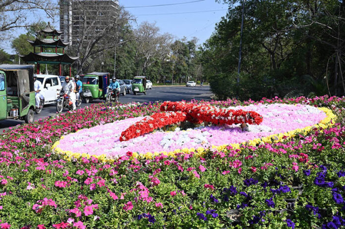A beautiful floral clock created by PHA using fresh, vibrant flowers at Upper Mall adds a stunning splash of color and charm