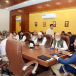 Federal Minister for National Health Services, Regulation and Coordination Syed Mustafa Kamal chairing a meeting during his visit to Central Drugs Laboratory