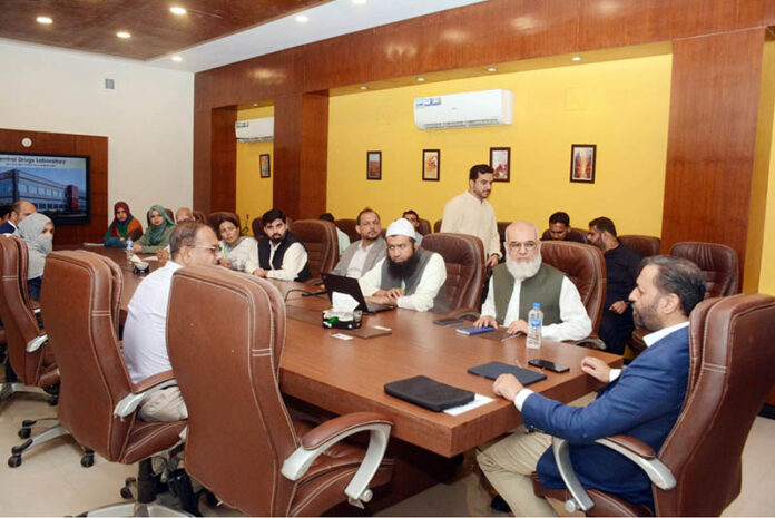 Federal Minister for National Health Services, Regulation and Coordination Syed Mustafa Kamal chairing a meeting during his visit to Central Drugs Laboratory Federal Minister for National Health Services, Regulation and Coordination Syed Mustafa Kamal chairing a meeting during his visit to Central Drugs Laboratory