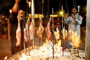 A view of large numbers of families celebrating the 3rd day of Eid-ul-fitr at a local restaurant on Jamshoro Road
