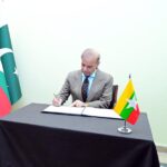 Prime Minister Muhammad Shehbaz Sharif pens his remarks at the embassy of Myanmar, showing his solidarity and offering condolences regarding the recent devastating earthquake in Myanmar