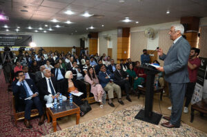 Parliamentary Secretary for National Health Services, Regulations, and Coordination Nelson Azeem addressing Baby matters conference 2025 at local hotel in Federal Capital.