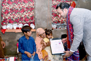 Chairman Pakistan People’s Party Bilawal Bhutto Zardari addressing the flood affectees women during Land Titles Distribution Ceremony under construction of Sindh People’s Housing for flood affectees at Ali Wahan Village