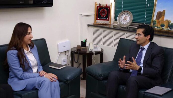 Federal Minister for Petroleum Ali Pervaiz Malik in meeting with Chargé d'Affaires at US embassy Pak H.E Natalie Baker