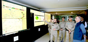 Federal Minister for Communications Abdul Aleem Khan inspecting Control Room of Motorways Police HQs in the federal capital