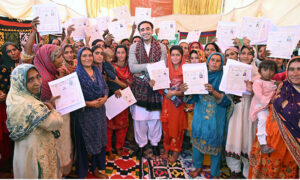 Chairman Pakistan People’s Party Bilawal Bhutto Zardari visits houses being built under Sindh Peoples Housing for flood-affected people at village Nachanpur