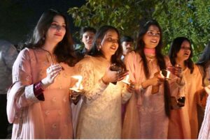 Christian community engaged in their religious rituals during Easter Sunday mass, commemorating the resurrection of Jesus as part of the Holy Week celebrations at St. Thomas Church, Civil Lines.
