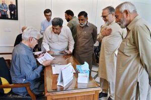 Defense Minister Khawaja Muhammad Asif is listening to the issues of the public at his residence