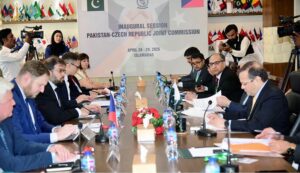 Muhammad Humair Karim, Special Secretary Ministry of Economic Affairs, and David Muller, Director General at the Czech Republic's Ministry of Industry and Trade, signing the protocols after the completion of first Joint Commission Meeting in federal capital