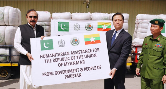 On directions of Prime Minister of Pakistan, NDMA held the sending off ceremony of emergency relief aid for earthquake hit Myanmar at Islamabad International Airport