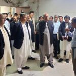 Federal Minister for Housing and Works Mian Riaz Hussain Pirzada inspecting the faulty elevators at Shaheed-e-Millat Secretariat