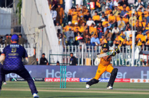 Quetta Gladiators bowler Muhammad Amir appealing for catch of Peshawar Zalmi batter Babar Azam during the Pakistan Super League (PSL) Twenty20 cricket match between Quetta Gladiators and Peshawar Zalmi at the Rawalpindi Cricket Stadium.