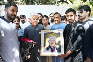 Defense Minister Khawaja Muhammad Asif is listening to the issues of the public at his residence