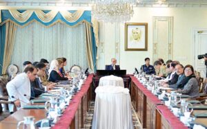 Prime Minister Muhammad Shehbaz Sharif chairing a review meeting regarding eradication of Polio.