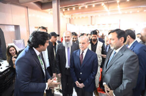 Prime Minister Muhammad Shehbaz Sharif visits stalls at the Health, Engineering and Minerals Show at the Expo Centre.