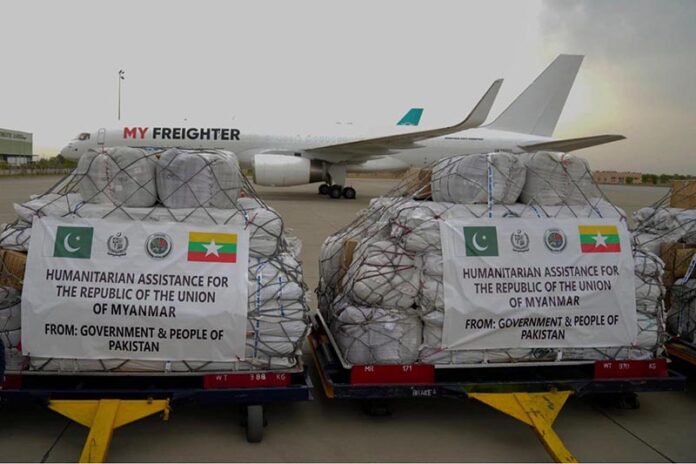 On directions of Prime Minister of Pakistan, NDMA dispatched the second consignment of emergency relief aid for earthquake hit Myanmar from Islamabad International Airport