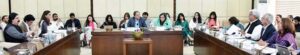 Senator Saleem Mandviwalla, Chairman Senate Standing Committee on Finance and Revenue presiding over a meeting of the committee at Parliament House