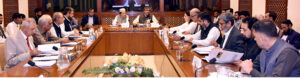 Senator Sardar Al Haj Muhammad Umer Gorgaij, Chairman Senate Standing Committee on poverty alleviation & social safety presiding over a meeting of the Committee at Parliament House in the federal capital