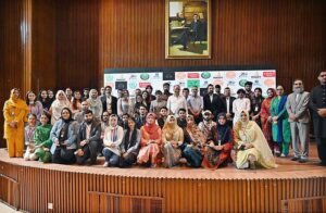 Federal Minister for Climate Change and Environmental Coordination, Dr. Musadiq Malik, addressing a seminar on "Pakistan International wildlife and ECO Film Festival" at National Library Auditorium