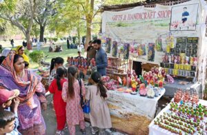 A vendor displaying handmade clay toys to attract children at Mohenjo-Daro
