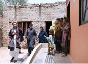 Chairman Pakistan Peoples’ Party Bilawal Bhutto Zardari distribute documents to flood affectees during his visit for Land titles distribution ceremony under construction of Sindh People's Housing for flood affectees at Gul Hasn village.