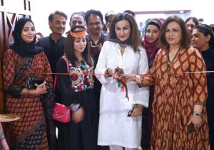 Senator Sherry Rehman inaugurates the art exhibition “Rekingdling: The Kalash Narrative,” by six accomplished artists, Ahmed Habib, Akram Dost Baloch, Ejaz Khan, M.A.Bhatti, Riffat Khattak and Samreen Asif organized by Pakistan National Council of the Arts in collaboration with Nomad Gallery at Gallery 06 in PNCA
