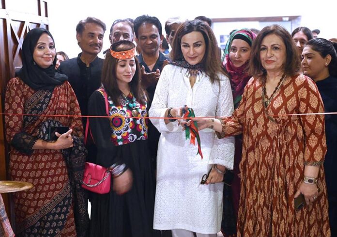 Senator Sherry Rehman inaugurates the art exhibition “Rekingdling: The Kalash Narrative,” by six accomplished artists, Ahmed Habib, Akram Dost Baloch, Ejaz Khan, M.A.Bhatti, Riffat Khattak and Samreen Asif organized by Pakistan National Council of the Arts in collaboration with Nomad Gallery at Gallery 06 in PNCA