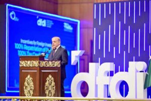 Prime Minister Muhammad Shehbaz Sharif addresses the Digital Foreign Direct Investment Forum