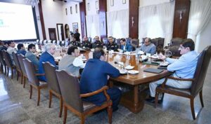 Sindh Chief Minister Syed Murad Ali Shah presided over a meeting at CM House to discuss traffic issues in the city.