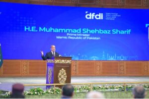 Prime Minister Muhammad Shehbaz Sharif addresses the Digital Foreign Direct Investment Forum