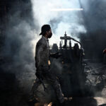 Labourers work at an iron factory in industrial area as world celebrate the International Labor Day. A celebration all over the global to pay tribute to those who laid down their lives in Chicago in 1886 for the rights of laborers with the theme of Uniting Workers for Social and Economic Advancement. It was in 1972 when Pakistan,s first labor policy was devised and May 1st was officially declared as a holiday. Pakistan,s labor constitutes without doubt the most miserable community in the country. Labor Day is an annual holiday celebrated all over the world on May 01 that resulted from efforts of the labor union movement, to celebrate the economic and social achievements of workers