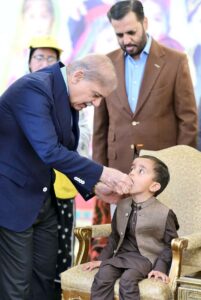 Prime Minister Muhammad Shehbaz Sharif administers polio vaccines to children at the inaugural ceremony of the National polio eradication campaign.