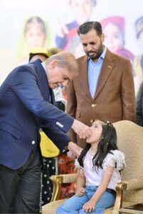 Prime Minister Muhammad Shehbaz Sharif administers polio vaccines to children at the inaugural ceremony of the National polio eradication campaign.