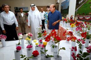 H.E. Ambassador of Saudi Arabia Nawaf bin Saeed Al-Maliki and CEO of Attock Group of Companies Shoaib A. Malik visit and appreciate the flower display at the 76th Annual Flower Show 2025 organized by Attock Oil Group at Morgah Club