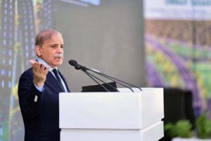 Prime Minister Muhammad Shehbaz Sharif addresses the groundbreaking ceremony of Jinnah Square Murree Road Underpass.