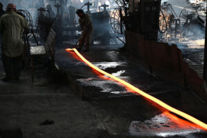 Labourers work at an iron factory in industrial area as world celebrate the International Labor Day. A celebration all over the global to pay tribute to those who laid down their lives in Chicago in 1886 for the rights of laborers with the theme of Uniting Workers for Social and Economic Advancement. It was in 1972 when Pakistan,s first labor policy was devised and May 1st was officially declared as a holiday. Pakistan,s labor constitutes without doubt the most miserable community in the country. Labor Day is an annual holiday celebrated all over the world on May 01 that resulted from efforts of the labor union movement, to celebrate the economic and social achievements of workers