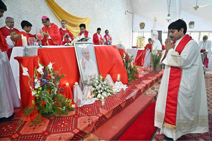 A special prayer ceremony organized for the soul of the Pope of France Khatun Fatima Church F 8/4 in federal capital