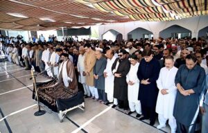Governor Muhammad Kamran Tessori and Sindh Chief Minister Syed Murad Ali Shah along with cabinet ministers, party leaders, and civil society representatives, offers funeral prayers for Senior PPP leader, Senator Taj Haider, who passed away last night.