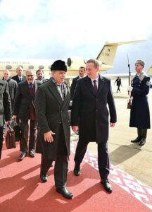 Prime Minister Muhammad Shehbaz Sharif is being received by Prime Minister of Belarus, Alexander Turchin as he arrives at Minsk's International Airport on a two day visit