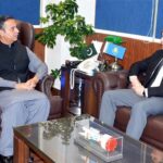 Federal Minister for Maritime Affairs, Muhammad Junaid Anwar Chaudhry meeting with Kazakhstan's Ambassador Yerzhan Kistafin, who called on him