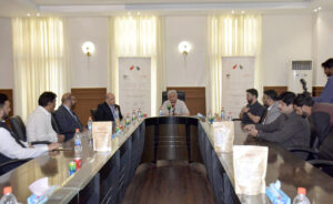 Federal Minister for Food Security and Research Rana Tanveer Hussain during his visit of a local food company