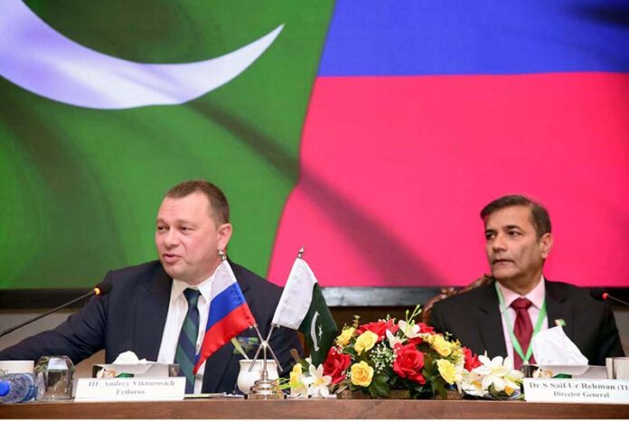 Consul General, Russian Federation in Karachi Mr. Andrey Viktorovich Fedorov along with DG NIPA Karachi Dr. Saif ur Rehman addressing the participants of 37th Senior Management Course and 43rd Mid career Management Course for the topic of the 