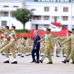Prime Minister Muhammad Shehbaz Sharif reviewing the parade at the passing out ceremony of 151st Long Course at PMA Kakul