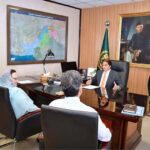 Federal Minister for Railways Muhammad Hanif Abbasi holds courtesy meeting with PML-N Leader Tahira Aurangzeb in federal capital