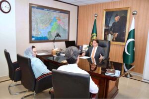 Federal Minister for Railways Muhammad Hanif Abbasi holds courtesy meeting with PML-N Leader Tahira Aurangzeb in federal capital