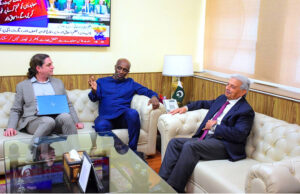 Minister for Food Security and Research Rana Tanveer Hussain in a meeting with Director FAO Mr. David Lebored at his Office at Pak Secretariat