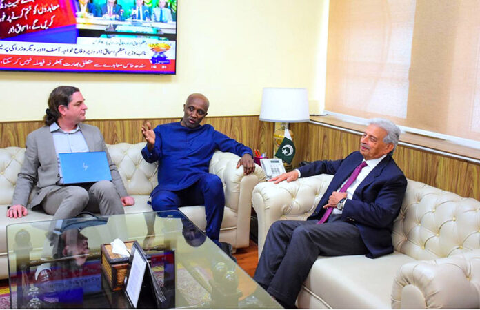 Minister for Food Security and Research Rana Tanveer Hussain in a meeting with Director FAO Mr. David Lebored at his Office at Pak Secretariat
