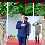 Prime Minister Muhammad Shehbaz Sharif reviewing the parade at the passing out ceremony of 151st Long Course held at PMA Kakul