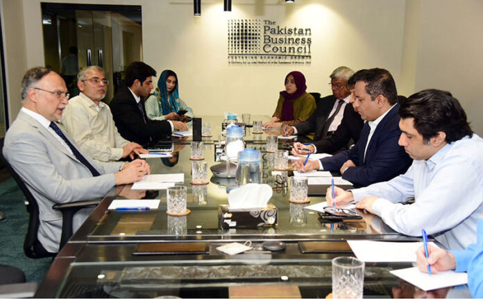 Federal Minister for Planning and Development Ahsan Iqbal chairs a meeting with members of the Pakistan Business Council (PBC)